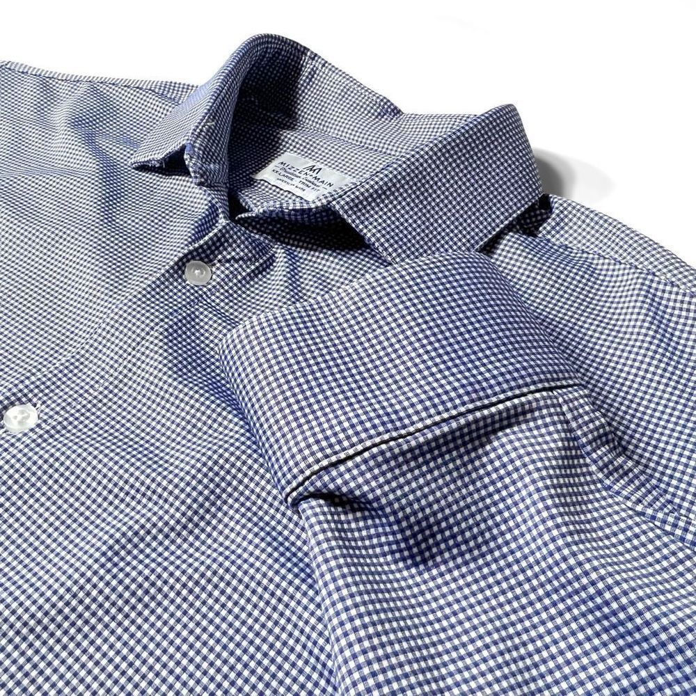 Mizzen + Main Mens XXL Trim Fit Long Sleeve Button Up Performance Shirt Gingham